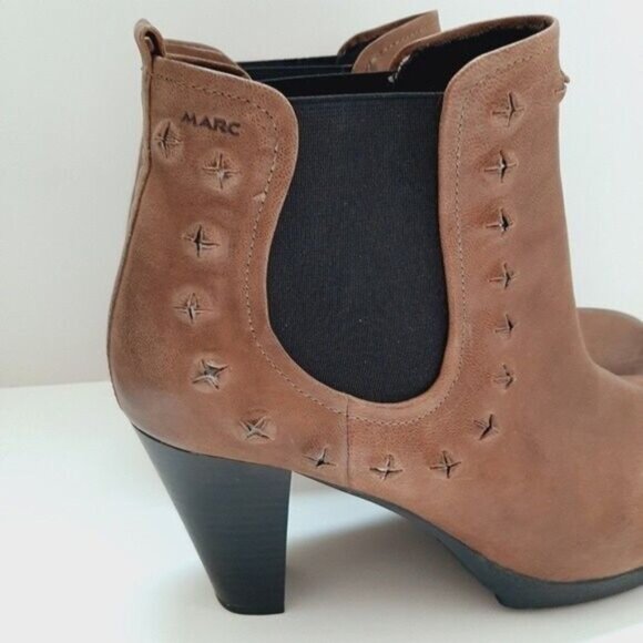MARC High Heel Ankle Booties Genuine Leather Taupe Sz Eur 42 | US 11-11.5 - Picture 4 of 15